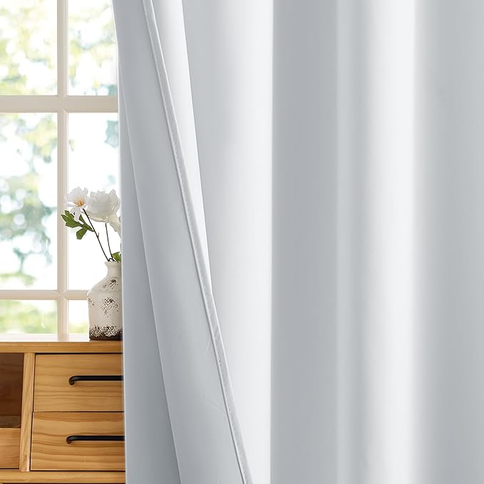 RYB HOME Mini Small 100% Blackout Curtains for Kitchen, Energy Saving Heat Blocking Half Window Curtains Drapes for Bathroom RV Car, Wide 34 x Long 24 inches, White, 2 Pcs