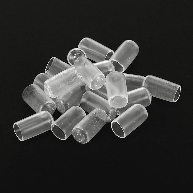 uxcell 20pcs Rubber End Caps Protective Caps 7.5mm ID Vinyl PVC Round Tube Bolt Cap Cover Screw Thread Protectors, Clear