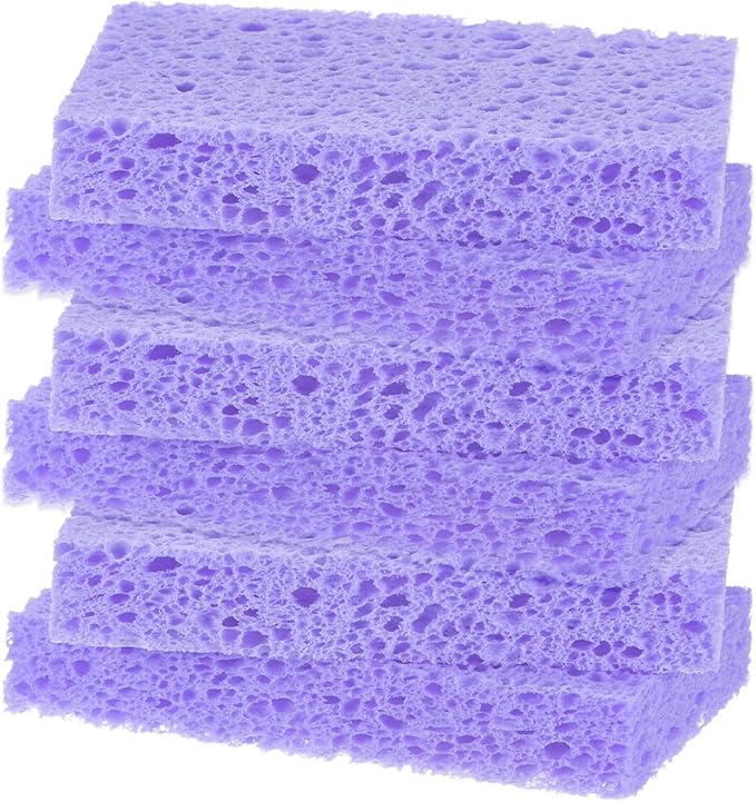 6-Pack Kitchen Sponges, Condense Eco Cellulose Non-Scratch Scrub Heavy Sponge for Kitchen/Household/Bathroom, Clean Tough Messes Dish Scrubber [Purple]