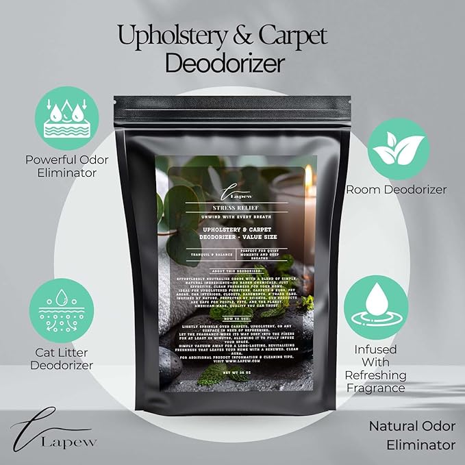Stress Relief Carpet Freshener Powder Refill 36 oz | Powerful Odor Eliminator for Home | Upholstery Deodorizer | Carpet Deodorizer | Pet Urine | Cat Litter Box