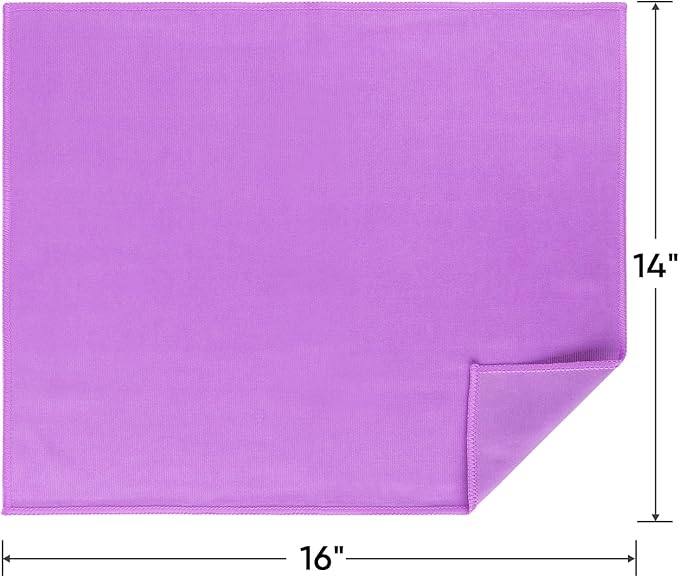 HOMEXCEL Microfiber Glass Cleaning Cloths 6 PK, Lint Free Streak Free, Reusable Microfiber Cleaning Cloth for Cleaning Windows, Glasses, Mirrors, Screens, Stainless Steel, and More Purple-14×16"