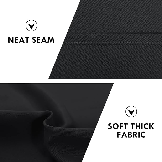DWCN Blackout Curtains for Bedroom - Thermal Insulated Privacy Energy Saving Rod Pocket Drapes for Living Room, W 38 x L 72 Inch, Black, Set of 2