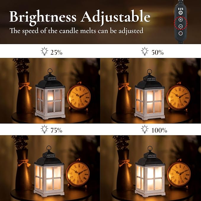 Wax Melt Warmer with Timer: Farmhouse Lantern Candle Warmer Electric Tart Burner with Lid for Scented Wax