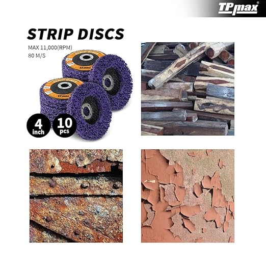 4 inch Stripping Discs Rust Remover Discs Remove Paint and Oxidation 5/8 inch Arbor Clean Discs Poly Strip Disc Angle Grinding Wheel - 10 Pack(Purple)