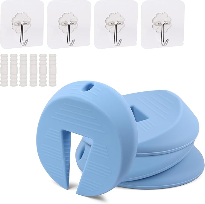 Door Pinch Guard and Door Slam Stopper, Durable Silicone Door Finger Pinch Guard, Prevents Finger Pinch Injuries, Slamming Doors, Door Safety for Kids, 4 Packs Blue Upgraded.