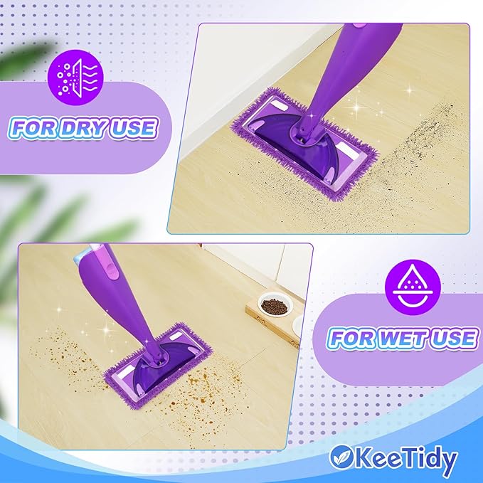 Wet Jet Pads Compatible with Swiffer Wetjet, Reusable Wet Jet Refill for Hardwood and Floor Spray Mop, Upgraded Fiber Mop Pads for Deep Cleaning (3 Pack)