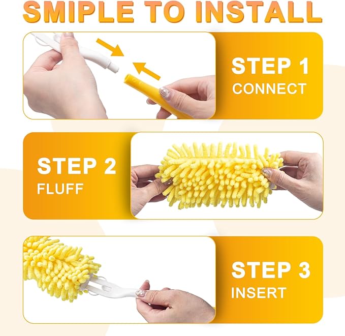 KeFanta Reusable Duster Refill for Swiffer, 360° Heavy Duty Duster Refills 8Pcs with 1 Handle, Washable Microfiber Dusters for Cleaning