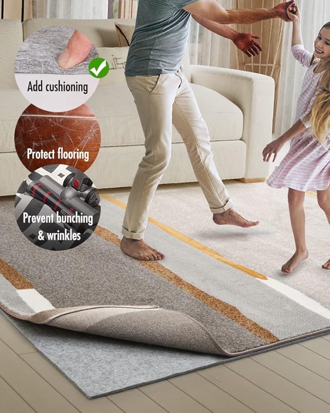 Non Slip Rug Pad Gripper - 2x3 Feet 1/4” Extra Thick Felt Under Rug for Area Rugs and Hardwood Floors,Super Cushioned Non Skid Carpet Padding