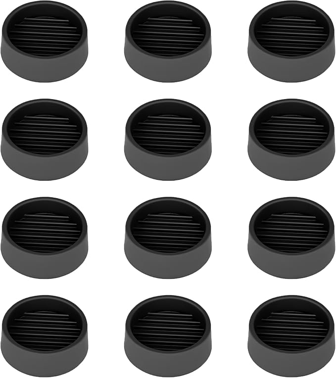 Non Slip Furniture Pads, 1.5' Round Black Rubber Caster Cups, 12 Pcs Anti-Slip Gripper, Anti Slide Floor Protectors for Bed, Couch, Stoppers