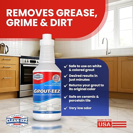 Clean-eez Grout-eez Super Heavy-Duty Grout Cleaner - Powerful Tile and Floor Stain Remover for Bathroom, Kitchen, and More - 32 oz.