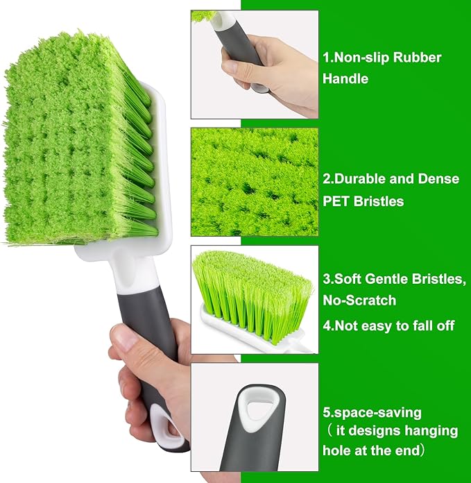 ITTAHO 2 Pack Car Wash Brush, Tire Brush for Cleaning Tires, Soft & Stiff Bristle Wheel Cleaner, Car Cleaning Supplies for Wheels, Rims, Carpet, Truck, SUV, Moto, RV, Motorcycle