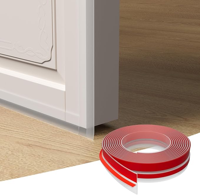 T-Shaped Door Draft Stopper, 1.37 in x 40 Ft Silicone Seal Strip for Windows Gaps, Weather Stripping Seal Strip Shower Sweep, Clear