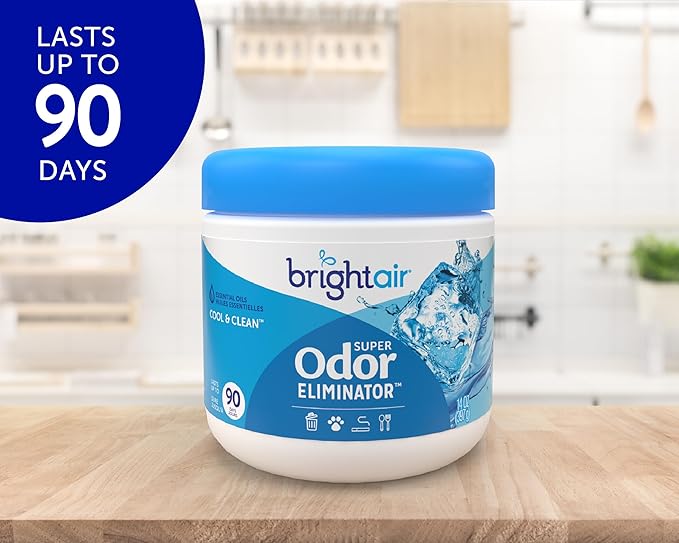 Bright Air 14 oz. Super Odor Eliminator, For Medium-Size Spaces, Cool & Clean Scent, Case of 6,Air Freshener, Natural Essential Oils, Lasts Up to 90 Days Each