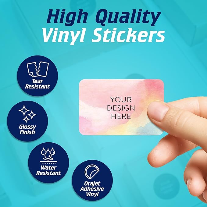 100 Custom Vinyl Stickers - Upload Your own Image, Text, Design, Logo - Personalized Logo Labels for Handmade, Packaging, Bottle, Jars, Candle, Brand Stickers (Watercolor, 3x2)