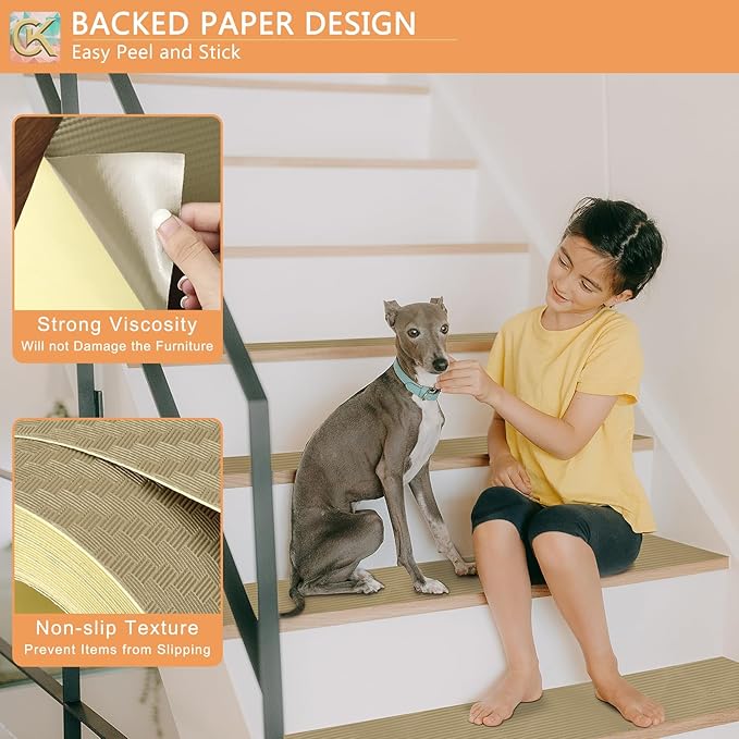 Self-Adhesive Shelf Liner Kitchen Liner, Waterproof Backed Paper Easy Peel and Stick Contact Liner Without Residue for Decor Your Desk Surface, Kitchen Countertops (Dark Khaki, 17.5 x 118.1 inches)