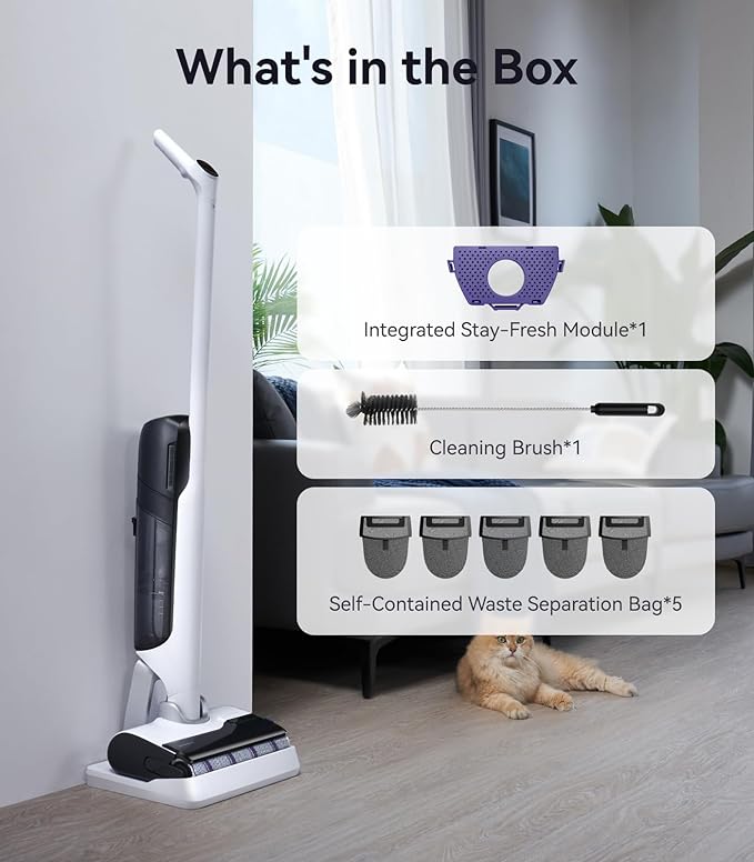 NARWAL S30 Wet Dry Vacuum Cleaner with 20000Pa Suction, 176°F Self-Cleaning, Heated Drying, Disposable Waste Bag, Tangle-Free, Cordless Vacuum Mop for Hard Floors & Edge Cleaning, Easy to Use