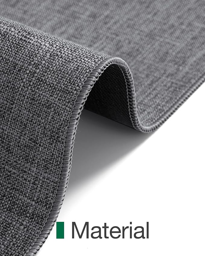 LUMI Indoor Door Mat 32"x48", Ultra Thin Low Profile Non-Slip Doormat for Home Entrance, Absorbent & Stain-Resistant Welcome Mats, Washable Entryway Mat for Front Door, Patio, Porch, Grey