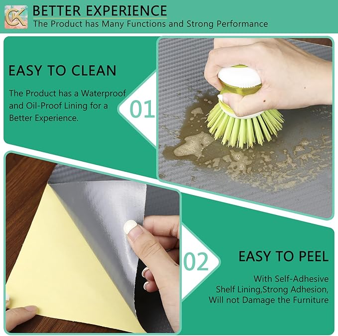 Self-Adhesive Shelf Liner Kitchen Liner, Waterproof Backed Paper Easy Peel and Stick Contact Liner Without Residue for Decor Your Desk Surface, Kitchen Countertops (Silver, 11.8 x 393.7 inches)