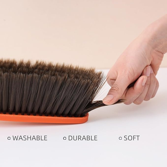 1 Pack 15" Hand Broom Brush,Soft Bristle Cleaning Brush,Counter Brush, Crumb Debris Sweeping Brush,Dusting Brush,Comfort for Car Bed Couch Desk Sofa Furniture Clothes,Small Particles Hair Remover