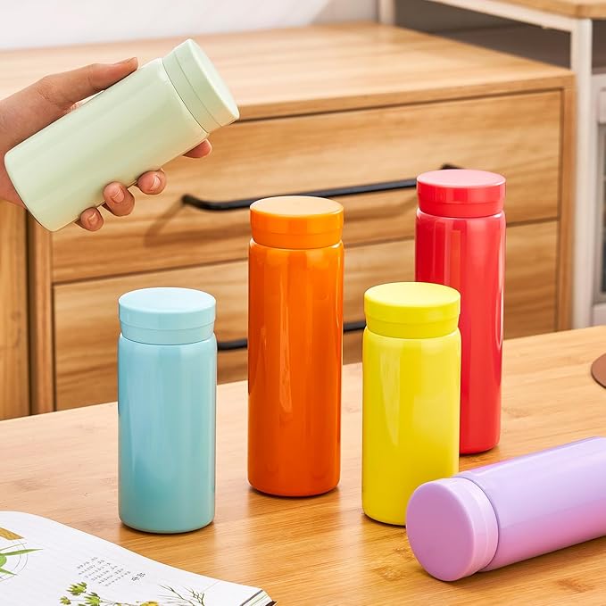 10oz Mini Water Bottle Stainless Steel Thermos Small Flask - Insulated Vacuum, Leak Proof, Keeps Drinks Hot/Cold - Ideal for Coffee, Tea, Water - Rose Red