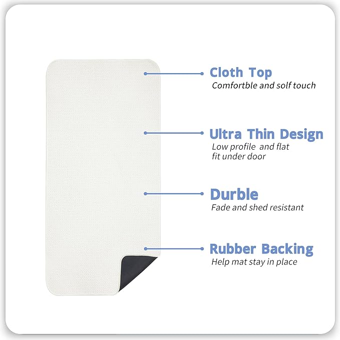 Bath Mat,Ultra Thin Bathroom Runner Rugs,Large Bath Mats for Bathroom,Quick Dry,Non-Slip,Machine Washable,Low Pile,Bath Rug,Shower Outside,Sink,Home Decor Accessories.White,1'9"x3'11"（21x47inch）