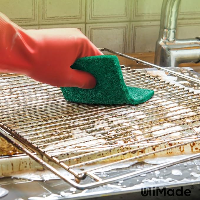 Heavy Duty Scouring Pads, 24Pcs Household Scour Pads for Kitchen, Garage and Outdoors, Reusable Dish Scrubber Pads for Pan and Metal Grill - Green