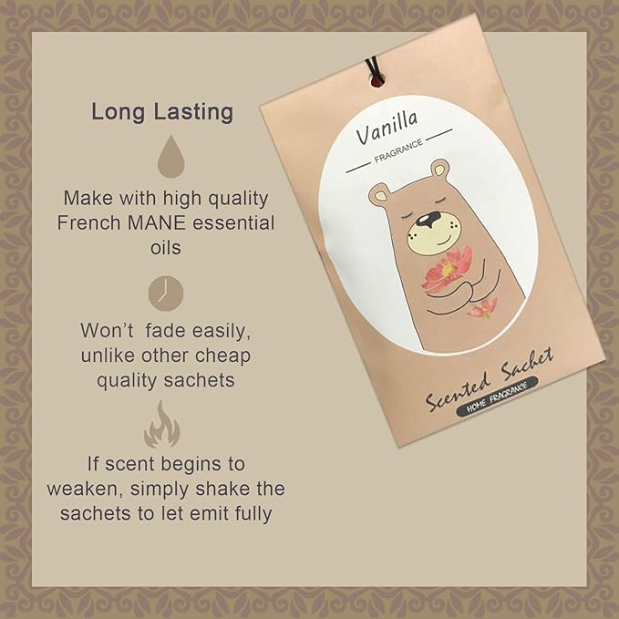 14 Packs Vanilla Scented Sachets for Drawers and Closets Gift Box