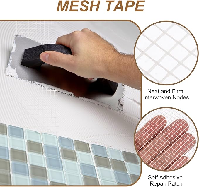 PATIKIL Drywall Repair Mesh Tape, 6 inch x 82 ft Fiberglass Repair Patch Self-Adhesive Dry Wall Joint Tape 12 Mesh Wall Hole Crack and Seam Patch, White