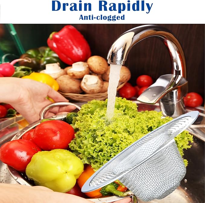 2 pcs Heavy Duty Stainless Steel Slop Basket Filter Trap, 2.75" Top / 1" Mesh Metal Sink Strainer,Perfect for Kitchen Sink/Bathroom Bathtub RV Wash Basin Floor Drain Balcony Drain Hole