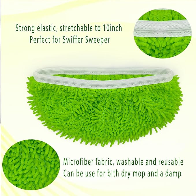 8PCS Reusable Microfiber Mop Pads Washable Wet Pads Compatible with Swiffer Sweeper Refills Pads for Wet & Dry Sweeping Cloths Mop Head Replacement for Household Cleaning