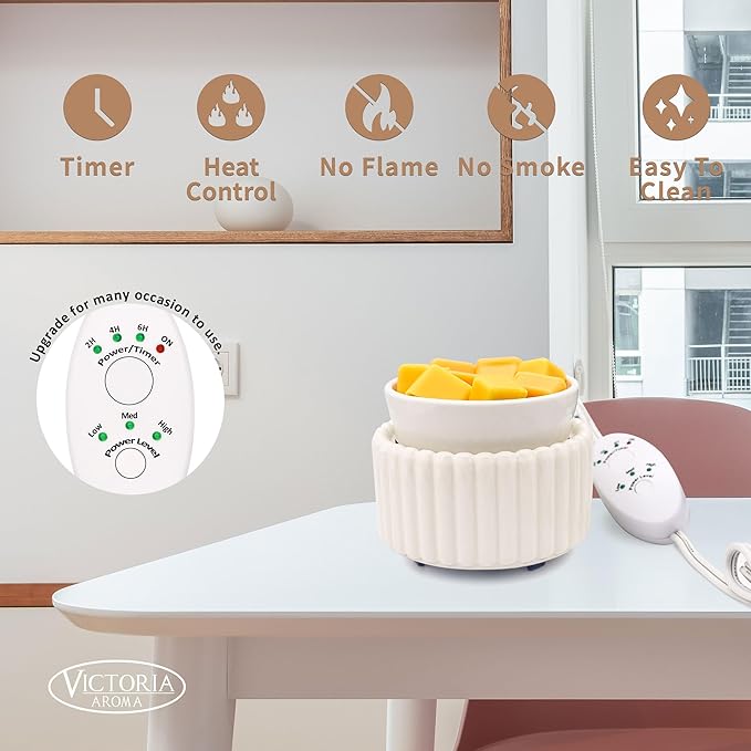 Ceramic Wax Melt Warmer with Timer Candle Warmer for Scented Wax Electric Fragrance Burner for Home, Office, Bedroom - Gift & Décor