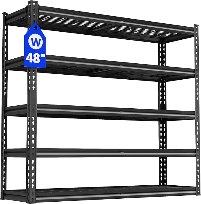 48" W Garage Shelving Heavy Duty,5-Tier Storage Shelves,3030LBS Adjustable Metal Shelving Units for Basement, Kitchen,Commercial,Warehouse,Pantry, 48" W x 72" H x 24" D