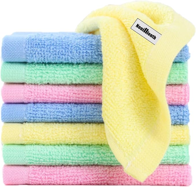 Bamboo Microfiber Cleaning Cloth-8Pcs Kitchen Wash Cloths,Wood Fiber Window Glass Rags,Micro Fiber Cloth for Cleaning Suitable for Dishes,Car Towel Rag Made From Baby Washcloths Material (multicolour)