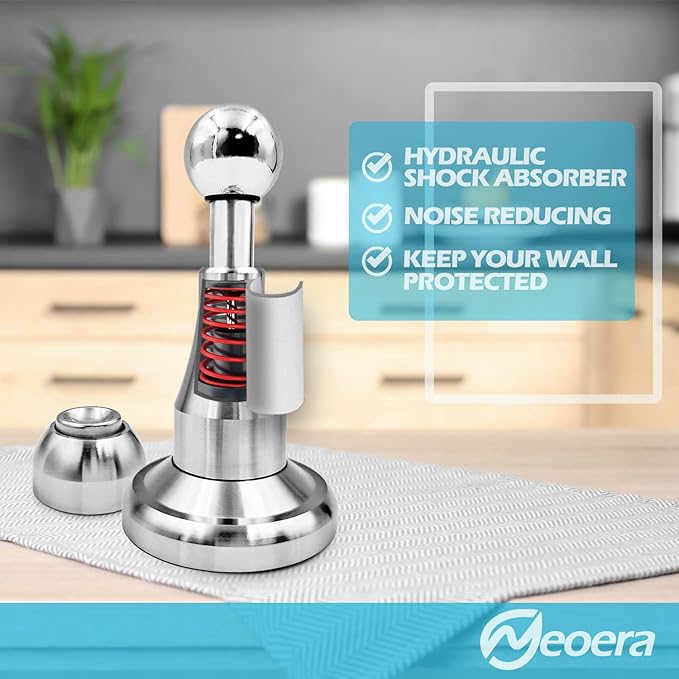 Neoera Magnetic Door Stopper, Updated Hydraulic Shock Absorbent Technology, Soft-Catch Magnetic Hold, Premium 304 Stainless Steel, Anti-Rust, Heavy Duty for Various Door Types, Wall Mount 3Pack