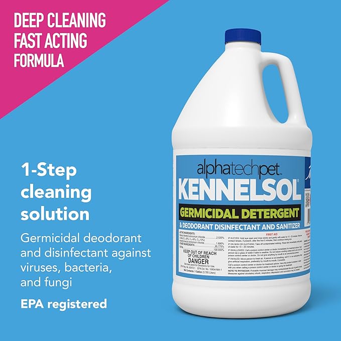 ATP KennelSol 1-Step Kennel Cleaner - 1 Gallon Liquid Disinfectant, Effective Against Bacteria and Viruses, Deodorizer Wintergreen Scent by Alpha Tech Pet