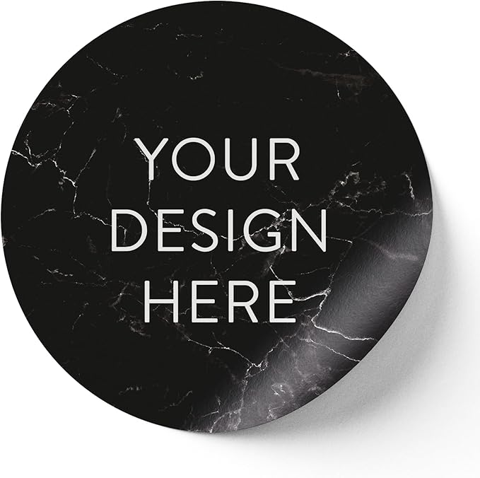 100 Custom Vinyl Stickers - Upload Your own Image, Text, Design, Logo - Personalized Logo Labels for Handmade, Packaging, Bottle, Jars, Candle, Brand Stickers (Black Marble, 4x4)