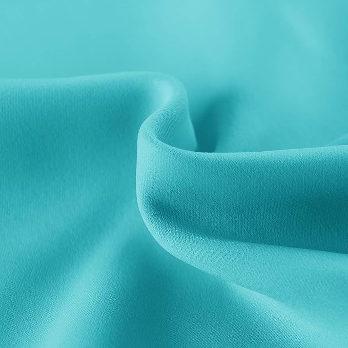 DWCN French Door Curtains – Rod Pocket Thermal Blackout Curtain for Doors with Glass Window, Kitchen and Patio Doors for Privacy, 54 X 72 Inches Long, 1 Curtain Panel with Tieback, Turquoise