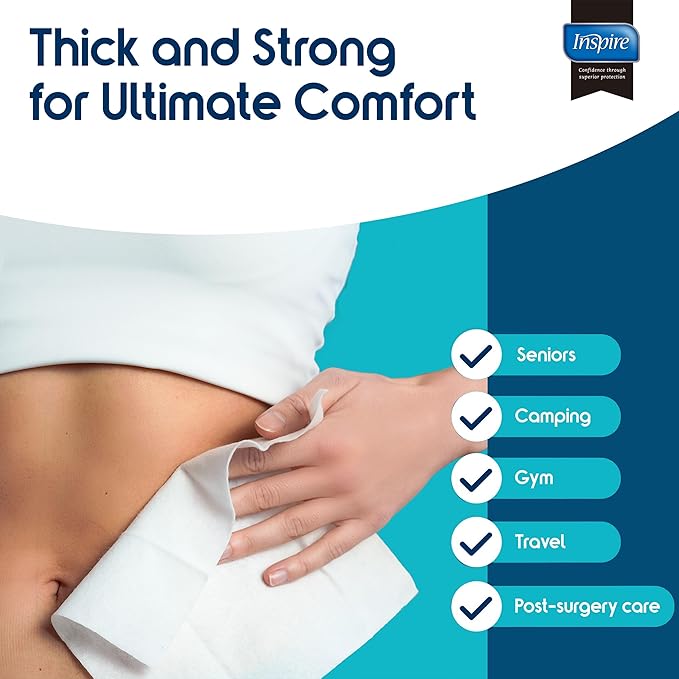 Adult Wet Wipes Body Wipes | Adult Wash Cloths Extra Large, Bathing Wipes for Incontinence, 8"x12"