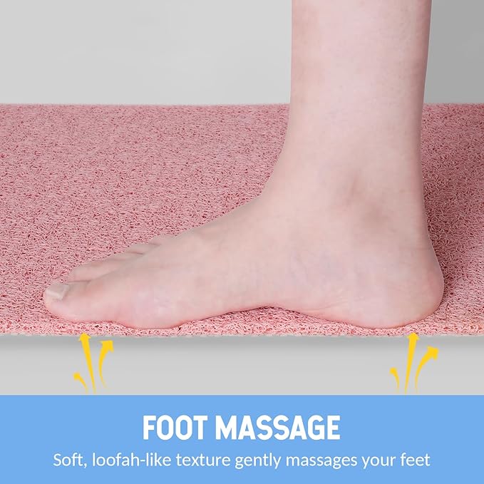 Non-Slip Bathtub Mat, Anti Slip Shower Mat, Fast Drying Bathtub Mats, Foot Scrubber Mat, Anti Slip Mat for Tub, Floor, Bathroom, Kitchen, Home, Hotel (Pink 24"×24")