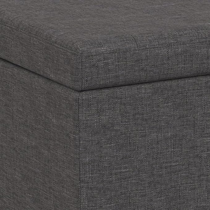 SIMPLIHOME Avalon 54 inch Wide Contemporary Rectangle Extra Large Storage Ottoman Bench in Slate Grey Polyester linen fabric, Assembled, For the Living Room, Entryway and Family Room