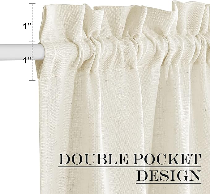 NICETOWN Door Window Curtain Panel, Farmhouse Elegant Solid French Door Curtain Rod Pocket Country Shade for Front with Bonus Tieback - 1 Panel, Off White
