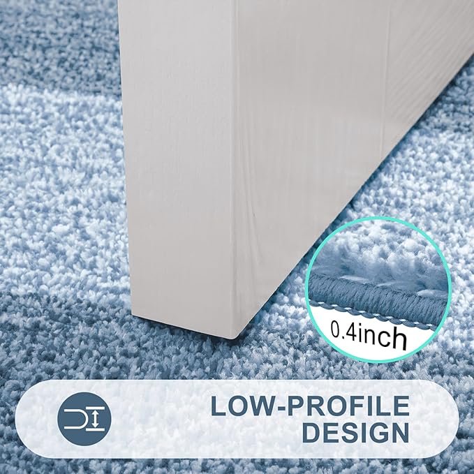Kitinjoy Indoor Outdoor Door Mat, 71x47 Non-Slip Absorbent Dirt Trapper, Low-Profile Washable Inside Entrance Front Floor Mat, Sturdy Soft Entry Doormats for Entryway, Light Blue