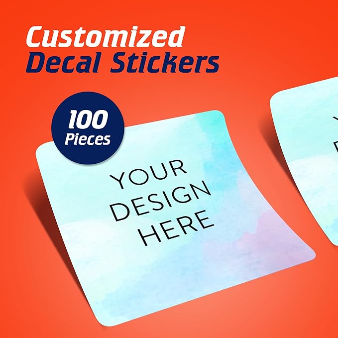 100 Custom Vinyl Stickers - Upload Your own Image, Text, Design, Logo - Personalized Logo Labels for Handmade, Packaging, Bottle, Jars, Candle, Brand Stickers (Sky Blue, 1.5x1.5 Square)