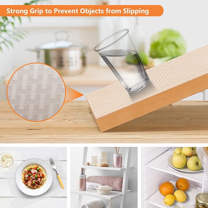 Shelf Liners for Kitchen Cabinets, Waterproof Kitchen Cupboard Liner, Refrigerator Liners and Durable Plastic Drawer Mats EVA Non Adhesive Shelves, Fridge - Clear 11.8 x 118 Inches