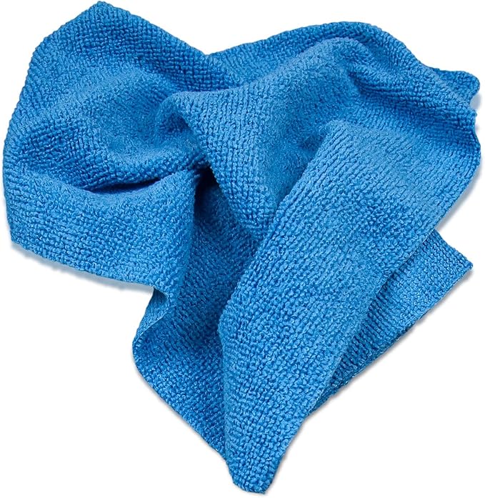 Eurow 200GSM Microfiber Cleaning and Drying Cloths with Dispenser Box, Reusable, Streak-Free, Scratch-Free, Ultra Absorbent, Edgeless for All Surface Types, 12x12in, 50-Pack, Blue