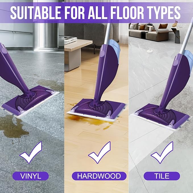 Mopping Pad Refill Compatible with Wet Jet Mop, Disposable Multi Surface Wetjet Hardwood Floor Cleaner Spray Mop Pads Refills, Thickness & Absorbent (60)