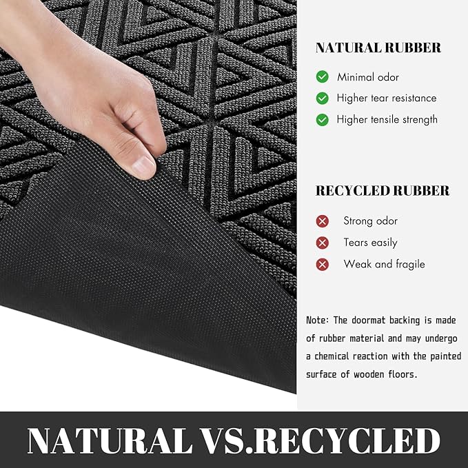 Yimobra Extra Large Door Mat 60x32, All-Weather Waterproof Non-Slip Welcome Matt Outdoor, Heavy Duty Non Slip Doormat for Entryway for Patio and Garage Indoor, Easy Clean, Black