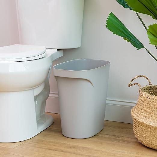 IRIS USA Small Trash Can Wastebasket with Handle, 6 Gallon / 24 Quart, 3-Pack, for Bathroom, Office, Bedroom, Under Sink, Kitchen, Garbage - Gray
