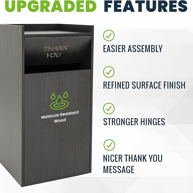 Alpine Restaurant Trash Can Cabinet - Commercial Trash Can 40 Gallon, Garbage Receptacle Indoor with Tray Holder for Restaurants, Cafeterias (Espresso Black)