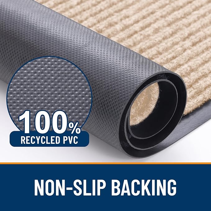 OLANLY Front Door Mat Indoor Outdoor Entrance, Waterproof Heavy Duty Doormat, Fade Resistant, Low Profile, Easy Clean Patio Porch Welcome Floor Mats for Entry, 71x23, Beige